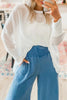 White Smocked Cuffs Semi Sheer Long Sleeve Dolman Blouse by Wild and Free Boutique