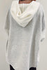 Black Button Up Contrast Knitted Sleeves Hooded Jacket