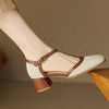 Women's Leather T-Strap Mule Sandals by FitiqueFit