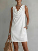 Women's Off-Shoulder Sleeveless Dress – Casual Pullover Midi Dress by FitiqueFit