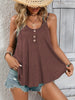 Women's Solid Color Round Neck Sleeveless Casual Button-up Top by My Store