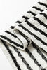 Black Stripe Textured Hooded V Neck Casual Long Sleeve Top by Wild and Free Boutique