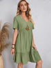 Classic Full Size V-Neck Short Sleeve Dress Casual & Comfortable Dress for Women by Stevvex