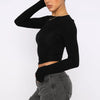 Slim Fit Long Sleeve Shirt | Women's Casual Crop Tops by FitiqueFit