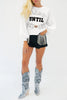 Black CLASSY UNTIL KICKOFF Plush Letter Patched Loose Sweatshirt by Wild and Free Boutique