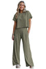 White Raw Hem Loose Tee and Wide Leg Pants Set