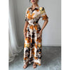 Women’s Printed Puff Sleeve Dress – Blouse Collar Cross-Tie Waist Style by FitiqueFit