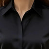 Loose Fit Satin Blouse — V-Neck Long Sleeve Tunic Top for Office & Casual Wear by FitiqueFit
