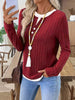 Ribbed Knit Long Sleeve Henley T-Shirt by Simply Love