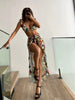 Bloom Breeze 3-Piece Bikini Set – Elegant High Cut Floral Fluttering Swimsuit with Lettuce Trim Tie Back Bandeau and Coordinating Cover Up Skirt – Women's Romantic Swimwear for Beach & Resort Vacations by Stevvex