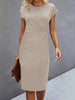 Front Knot Bodycon Midi Dress – Round Neck Sleeveless Tie Dress by FitiqueFit