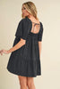 Square Neck Half Sleeve Tiered Summer Dress For Women–Elegant & Flattering with Ruched Detail & Chic Tiered Design by Stevvex