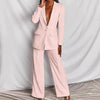 Lapel Button-Down Blazer & Straight-Leg Trousers Suit by FitiqueFit