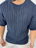Men's Openwork Round Neck Knit T-Shirt