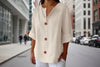 Women's V-Neck Buttoned Blouse by FitiqueFit