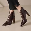 Women's Satin Pointed Toe Chunky Heel Short Boots – Ultra High Heel by FitiqueFit