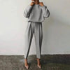 Women’s Solid Color 2-Piece Set – Long Sleeve Top & Pleated Pants Loungewear by FitiqueFit