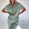 Athleisure Knit 3/4 Sleeve T-Shirt & Pants Set – 3 Colors, S–3XL by FitiqueFit