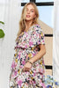 Layered Floral Off-Shoulder Short Sleeve Maxi Dress – Elegant Off-Shoulder Maxi Dress with Layered Floral Pattern for a Romantic Look by Stevvex