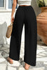 Color black Solid Color Textured Crossed Waist Loose Pants by Wild and Free Boutique