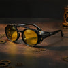 Retro Round Leather Frame Sunglasses – Vintage Fashion Eyewear by FitiqueFit
