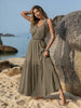White V-Neck Tie Shoulder Maxi Dress Effortless & Flowy Summer Essential Long Girls Dress by Stevvex