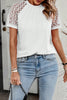 White Seamed Detail Contrast Lace Raglan Sleeve Tee by Wild and Free Boutique