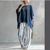 Women's Striped Batwing-Sleeve Loose Linen Two-Piece Set by FitiqueFit