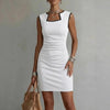 Women's Solid Color Sleeveless Knit Midi Dress – Casual One-Piece by FitiqueFit