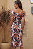 Charming Printed Off-Shoulder Midi Dress with Slit Classy & Feminine Look by Stevvex