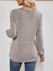 Ribbed Knit V-Neck Long Sleeve T-Shirt by Simply Love