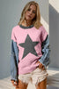 Double Take Star-Pattern Raw-Edge Long Sleeve Sweater by FitiqueFit