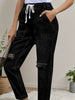 Women’s Distressed Stretch Jeans – Casual Elastic Waist Denim Joggers by FitiqueFit
