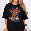 "Red White & Moo" Highland Cow T-Shirt – Funny 4th of July Patriotic Farmhouse Unisex Graphic Tee
