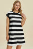 Full Size Striped Round Neck Cap Sleeve Mini Dress For Women – Striped Mini Dress, Full-Size Round Neck Dress, Comfortable Cap Sleeve Dress, Chic Striped Dress, Flattering Mini Dress, Casual Everyday Dress, Versatile Striped Dress by Stevvex