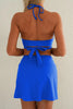 Dark Blue Crossover Tie Back Halter Bikini with Swim Bottoms by Wild and Free Boutique