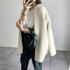 Women’s Wool-Like Oversized Coat — Solid Color, Long Sleeve Button-Up Trench by FitiqueFit