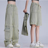 Two-way Detachable Tooling Style Worn Jeans Men And Women