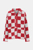 Elegant Checkered Snap Down Long Sleeve Teddy Jacket Soft & Warm Colorful Jacket by Stevvex