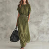 Women's Chiffon High-Waist Ruched Maxi Dress by FitiqueFit