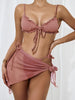 3PCS Ladies Split Swimwear Sets Women Swimsuit Women's Bikini Swimsuits Bikini Set With Wrap Skirt Underwire Swimwear Bathing Suit Chiffon Cover Up Bikini Ruffles Lace-up Mesh Cover Ups Bikinis Set by Stevvex