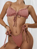 3PCS Ladies Split Swimwear Sets Women Swimsuit Women's Bikini Swimsuits Bikini Set With Wrap Skirt Underwire Swimwear Bathing Suit Chiffon Cover Up Bikini Ruffles Lace-up Mesh Cover Ups Bikinis Set by Stevvex