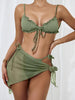 3PCS Ladies Split Swimwear Sets Women Swimsuit Women's Bikini Swimsuits Bikini Set With Wrap Skirt Underwire Swimwear Bathing Suit Chiffon Cover Up Bikini Ruffles Lace-up Mesh Cover Ups Bikinis Set by Stevvex