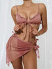 3PCS Ladies Split Swimwear Sets Women Swimsuit Women's Bikini Swimsuits Bikini Set With Wrap Skirt Underwire Swimwear Bathing Suit Chiffon Cover Up Bikini Ruffles Lace-up Mesh Cover Ups Bikinis Set by Stevvex