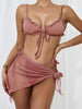 3PCS Ladies Split Swimwear Sets Women Swimsuit Women's Bikini Swimsuits Bikini Set With Wrap Skirt Underwire Swimwear Bathing Suit Chiffon Cover Up Bikini Ruffles Lace-up Mesh Cover Ups Bikinis Set by Stevvex