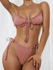 3PCS Ladies Split Swimwear Sets Women Swimsuit Women's Bikini Swimsuits Bikini Set With Wrap Skirt Underwire Swimwear Bathing Suit Chiffon Cover Up Bikini Ruffles Lace-up Mesh Cover Ups Bikinis Set by Stevvex