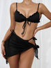 3PCS Ladies Split Swimwear Sets Women Swimsuit Women's Bikini Swimsuits Bikini Set With Wrap Skirt Underwire Swimwear Bathing Suit Chiffon Cover Up Bikini Ruffles Lace-up Mesh Cover Ups Bikinis Set by Stevvex