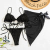 3PCS Ladies Split Swimwear Sets Women Swimsuit Women's Bikini Swimsuits Bikini Set With Wrap Skirt Underwire Swimwear Bathing Suit Chiffon Cover Up Bikini Ruffles Lace-up Mesh Cover Ups Bikinis Set by Stevvex