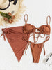 3PCS Ladies Split Swimwear Sets Women Swimsuit Women's Bikini Swimsuits Bikini Set With Wrap Skirt Underwire Swimwear Bathing Suit Chiffon Cover Up Bikini Ruffles Lace-up Mesh Cover Ups Bikinis Set by Stevvex