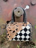 Luxe Tooled Leather Midnight Rhinestone Stud Checkered Speedy Bag by Neon Spur